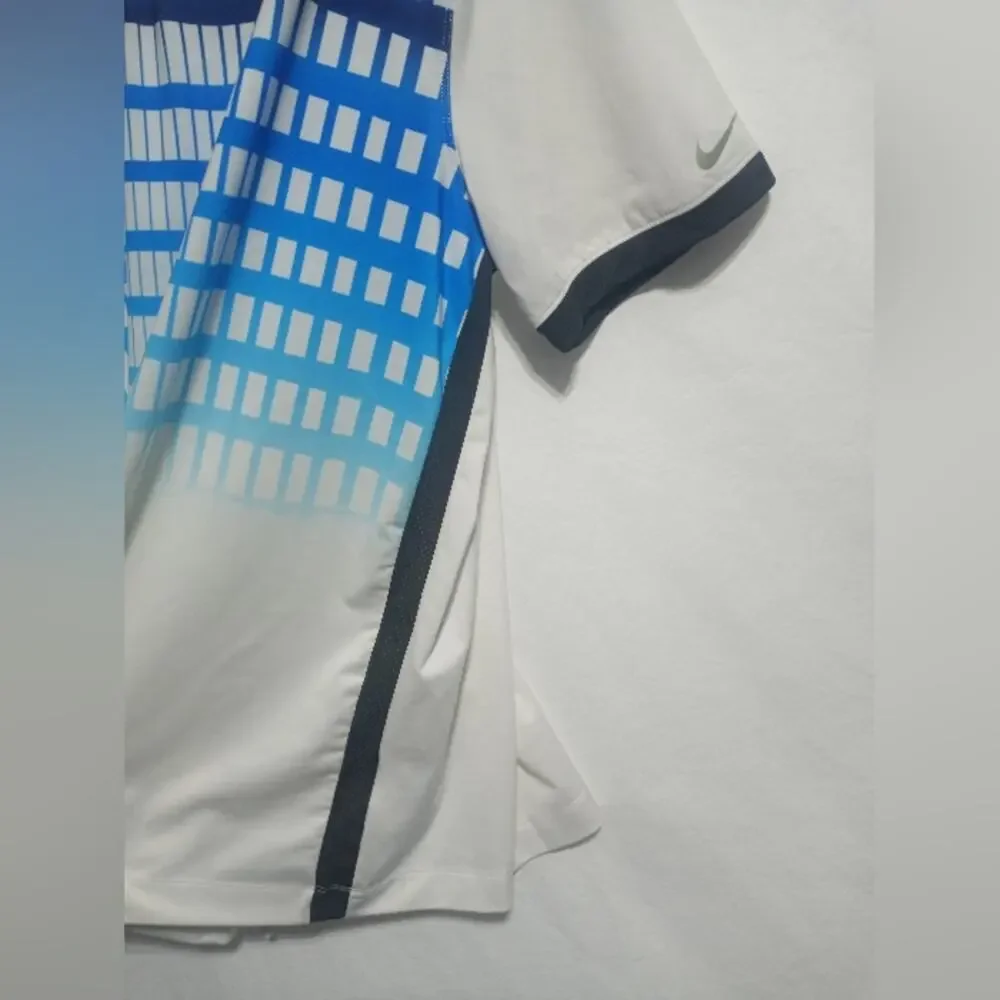Nike Gold Tour Performance DriFit Blue And White Polo Size XL